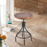 BOKKOLIK Industrial Bar Table, Counter Height 30-36inch Height Adjustable, Swivel Wooden Tabletop, Farmhouse Dinner Table for Home Kitchen，Vintage Display Stand BOKKOLIK