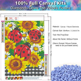 JATOK Diamond Painting Kits for Adults Beginner Ladybug Sunflower 5D DIY Diamond Art Craft Paint with Full Round Drill Embroidery Pictures Arts Paint by Number Kits for Home Wall Decor 11.8x15.7in JATOK