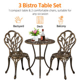 Yaheetech Patio Bistro Sets 3 Piece, Outdoor Rust-Resistant Cast Aluminum Garden Table and Chairs, Bronze Yaheetech