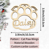 Personalized Cat Paw Christmas Ornaments with Angel Wings, Custom Pet Name Wooden Ornaments for Christmas Tree Decorations Gifts SIMIEEK