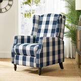 Upholstered Wingback Recliner Chair, Traditional Push Back Recliner Sofa, Mid Century Modern Lounge Armchair for Living Room, Home Theater Accent Chairs Recliners Couches (Navy) TINA'S HOME