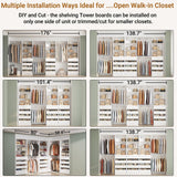 Aheaplus Closet System Set of 3, 138.5" Wood Closet Organizer System Tower with 12 Drawers & 4 Hanging Rods, 6.7+4.85Ft L Shaped Walk-in Closets Wardrobe Organizer Garment Rack with Shelves, White Aheaplus