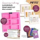 Pifito Soap Making Kit │ DIY Soap Making Supplies - 3 lbs Melt and Pour Soap Base (Shea Butter, Goats Milk, Oatmeal), 8-Pack Oxide Pigment Colorants Sampler, Mold and Instructions Pifito