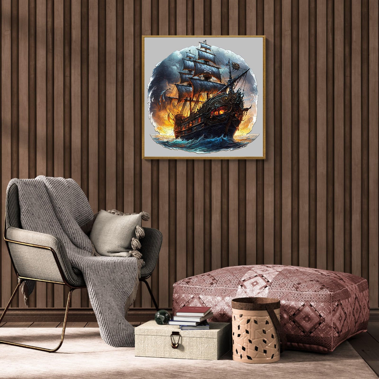 WOODBESTS Wooden Puzzle for Adults, Sailing Ship Puzzle (S, 100pcs, 9.8"x9.7") Beautiful Wooden Box, Wooden Jigsaw Puzzles Unique Shape, Birthday Gifts for Adults and Kids Family Game WOODBESTS