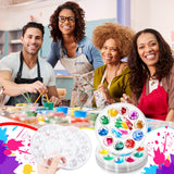 AmazingSpark 100 Pcs Paint Tray Palettes 5.5 in Clear Disposable Round Plastic Paint Palette Watercolor Craft Supplies for Art Class, Halloween Painting Party, DIY Craft, Birthday Party AmazingSpark