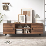 AUXSOUL 70 Inch Mid Century Modern TV Stand for 75 Inch TV, Wood TV Stand with Storage, Entertainment Center for Living Room Bedroom, TV Media Console, Walnut AUXSOUL