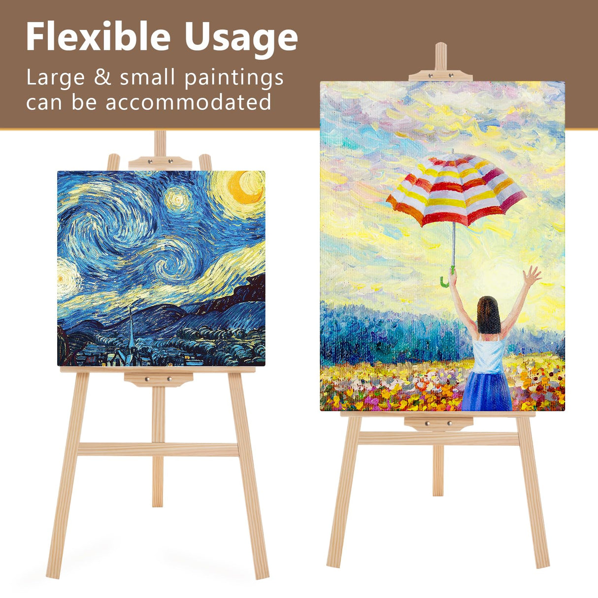 Falling in Art Easel Stand for Painting, Adjustable Wooden Easels for Painting Canvas Up to 42", Folding Art Easel for Drawing, Wedding Sign and Poster, Suitable for Kids and Adults Falling in Art