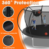 KOFUN 1500LBS 8 10 12 14 16 FT Tranpoline Outdoor for Kids Adults, Tranpoline with Net Ladder Basketball Hoop Light, Recreational Tranpolines, ASTM Approval, Easy to Assemble, Curved Poles Larger Room KOFUN