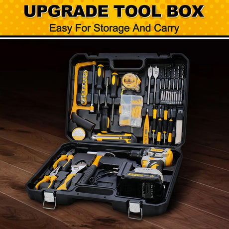 20V Brushless Drill Set, Cordless Power Drill with 2.0Ah Battery,119 PCS Combo Drill Set for Men, 10mm 3/8" Keyless Chuck, 21+1 Torque Setting Power Drill Kit for DIY Garden House Office Repair ThinkLearn