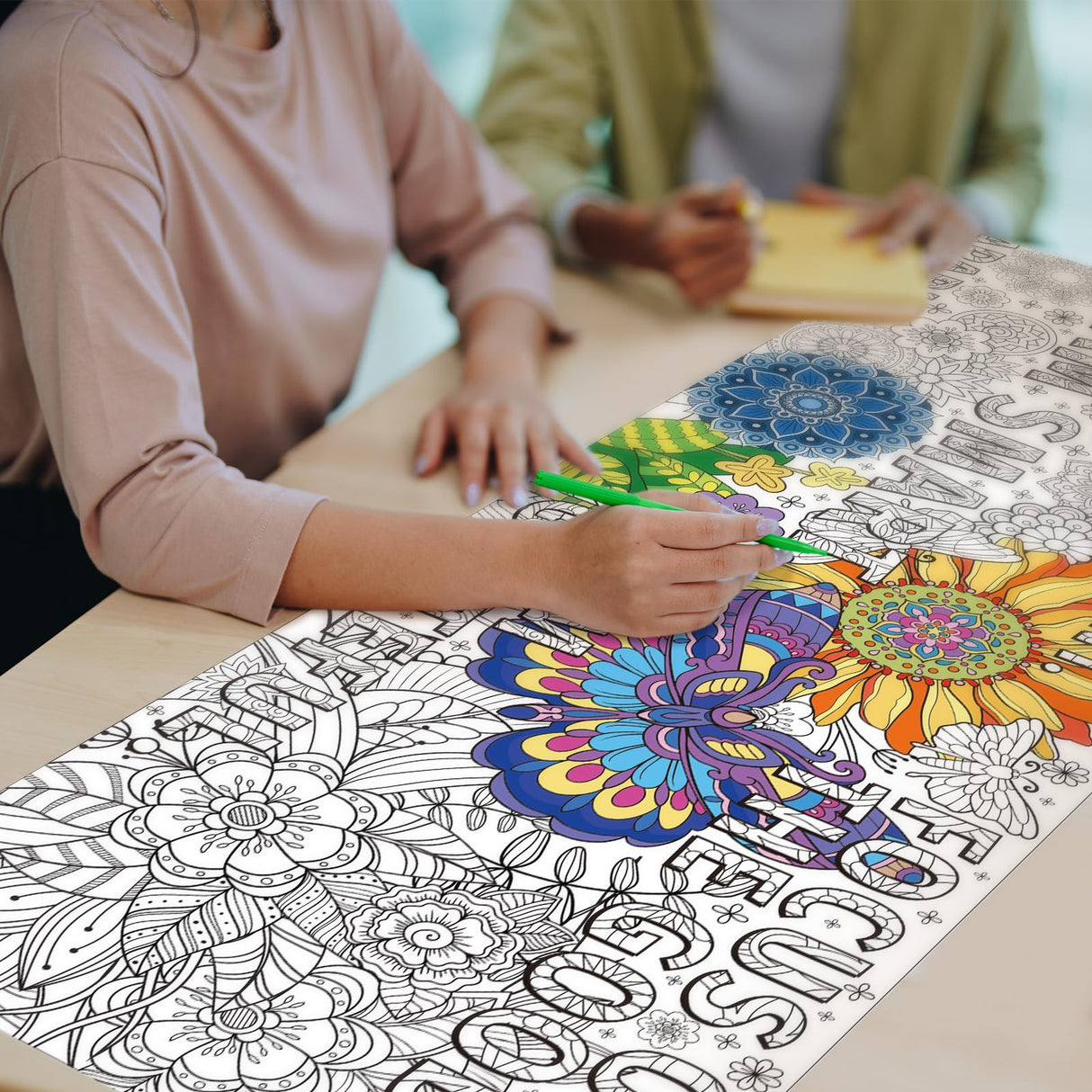 Janlaugh 3 Pack Giant Mandala Coloring Posters 9.8 Feet Long Back to School Motivational Jumbo Large Coloring Sheets Pages DIY Drawing Paper Rolls for Summer Classroom Craft Home Team Art Activity Janlaugh