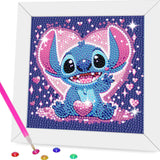 Gearock Diamond Art Kits with Wooden Frame, Easy DIY Small 5D Diamond Painting Kits, Heart Cute Big Gem Kits for Adults Beginners Cartoon Lovers Halloween Christmas Birthday Gifts, 7x7 Inch Gearock