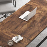 IBF 70 Inch Rustic Brown Desk, Industrial Large Metal Wood Double Computer Desk, Long Home Office Desks Table for 2 People Executive Work Writing Study Gaming, Farmhouse Big Two Person Desk in Bedroom IBF
