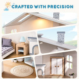 ROBOTIME Wooden Dollhouse, Wooden Doll House with 29 Pieces of Furniture, 6 Rooms Fits 4-6 Inch Dolls, Gift for Kids Ages 3+ ROBOTIME