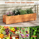 LDAILY Raised Garden Bed, 44" x 11" x 10" Wooden Planter Boxes with Removable Bottom & 2 Drainage Holes, Rectangle Flower Bed Outdoor, Wood Raised Beds for Garden Vegetable Herb LDAILY