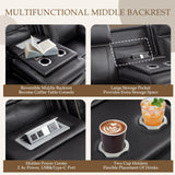 Neptane Power Reclining Sofa Set with LED Reading Light/Bluetooth Speakers/Storage Drawer, Power Loveseat Recliner Sofa, Reclining Living Room Set with Outlets/Breathing Leather (Black, Sofa+Loveseat) Neptane