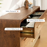 EliteSet Curved 9-Drawer Dresser for Bedroom, 63" Wide Modern Chest of Drawers, Vanity Desk TV Stand for Living Room, Closet Storage Drawers Organizer Furniture, Nursery, Hallway, Dark Burl EliteSet