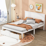 SOFTSEA Full Size Platform Bed with Under-Bed Storage Drawers and Solid Wood Construction SOFTSEA