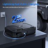 ONNAIS Biometric Gun Pistol Safe - Iron MAX Quick Access Fingerprint Gun Safe for Handgun with USB-C Charging, Extra-Large Pistol Case with Interior Light, Handgun Safe for Nightstand Beside and Car ONNAIS