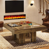 Tribesigns 35" Square Coffee Table, Farmhouse Center Table with 2-Tier Storage, Rustic Wood Cocktail Table Perfect for Living Room, Reception Room, Brown Tribesigns