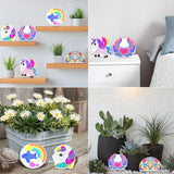 Paint Your Own Stepping Stones Painting Kit for Kids, Unicorn Craft Kits Boys & Girls Ages 3-12, Castle Heart Airplane Rainbow DIY Outdoor Garden Art & Craft Ceramic Painting Set 5-Pack Hewaurorion