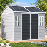 8x6 Shed Plastic Outdoor Storage with Floor Included, Waterproof Lockable Garden Shed Resin Tool Shed Cabinet WACASA