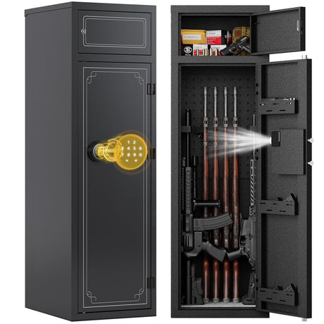 KAER 13-15 Gun Safe,Gun Safe for Rifles and Pistols,Double Layer Electronic Gun Cabinet,Gun Safes for Rifles Adjustable Gun Racks,Rifle Safes for Home with Separate Lockbox KAER