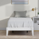 ComfIQ Solid Wood Platform Bed with Outset Legs (No Headboard) – Durable Frame, Easy Assembly, Ample Underbed Storage – Twin Size, White ComfIQ