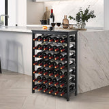 VASMIA 42 Bottles Bamboo Wine Rack,7-Tier Wine Rack Freestanding Floor with Table Top, Wine Storage Shelf for Kitchen Dining Room Bar,Black VASMIA