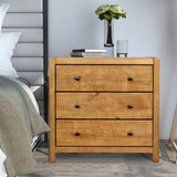 MUSEHOMEINC Rustic Ridge Farmhouse 3-Drawer Nightstand,Night Stand with 3 Drawers Dresser,Wooden Dresser with Round Metal knobs for Bedroom MUSEHOMEINC