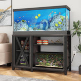 YITAHOME Heavy Duty 55-75 Gallon Aquarium Stand with Power Outlets, Cabinet for Fish Tank Accessories Storage - Metal Fish Tank Stand Suitable for Fish Tank, Turtle Tank, 880LBS Capacity, Grey YITAHOME
