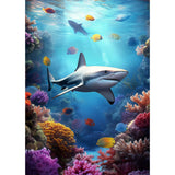 CEOVR Shark Diamond Art Kits for Adults, Ocean Life Diamond Painting Dots DIY Gem Art, Adult Crafts Kits Wall Decor for Home Office 12x16in CEOVR