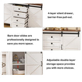 PAKASEPT Farmhouse Dresser Chests for Bedroom, Sliding Barn Doors TV Stand, Tall Wide Wood Country Rustic Chest of Drawers, Wood Storage Dressers for Living Room Hallway Entryway PAKASEPT