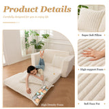 Loveseat Sleeper Sofa, Convertible Sofa Bed Couch Futon Couches for Living Room, 3-in-1 Pull Out Floor Couch with Washable Cushion and Pillows, Beige YOSHOOT