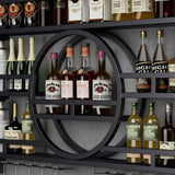 3-Tiers 39in Wine Rack Wall Mounted, Floating Bar Shelves with Wine Glass Holder Hanging Industrial Liquor Shelf, Wall-Mounted Wine Racks Cabinets for Home Bar No Assembly Required Boshen