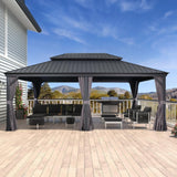 PURPLE LEAF 14' X 20' Outdoor Gazebo with Galvanized Steel Metal Roof Permanent Hardtop Gazebo for Patio Lawn and Garden Large Pavilion Grey PURPLE LEAF