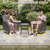 Belord Outdoor Furniture Set - 6 Pieces Patio Conversation Sectional Sofa Set with Swivel Rocker Outdoor Chairs Set of 2 and Wicker Coffee Table for Deck Backyard Sunroom Brown Belord