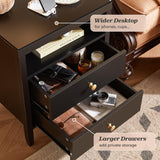 Huuger Black Nightstand Set of 2, Night Stand with Charger Station, Bedside Table with 2 Drawers, Bed Side Tables for Bedroom, Modern Nightstands, Metal Knobs, Painted Surface Huuger