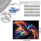 Fire Phoenix Jigsaw Puzzle，Sacred Fantasy Animals 1000 Pieces Jigsaw Puzzles for Adults，27 x 20 Inches Puzzles ，HD Quality Flapping Fly Fire Phoenix Puzzle Gift，Family Activity Perfect for Game Night Tucocoo
