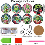 Yijingtop 8 Pcs Christmas Diamond Painting Coasters Kits with Holder,DIY Xmas Diamond Art Coaster Kits for Adults,Christmas Diamond Art Kits for Adults for Home Wall Decor Yijingtop