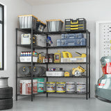 Karl home Storage Shelves 5 Tier Adjustable Garage Storage Shelving, Double Row, Powder Coated Black, Flexible Layer Spacing, for Retail & Exhibition, 70×16×71 inches Karl home