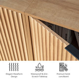 EYYTHUNG Fluted Storage Cabinet Set of 2, Sideboard Buffet Cabinet Modern Accent Cabinet with Adjustable Shelves, Credenza, Console Table Entryway Cabinet for Living Room, Natural Oak EYYTHUNG