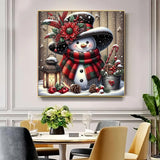 Winter Snowman Light Flower Diamond Art Kits for Adults, 5D Diamond Painting Kits for Adults Beginners, DIY Full Round Drill Diamond Dot Painting Gem Art Kits for Adult, Home Wall Decor 13.8x13.8 Inch VCLKDIY