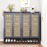 sasygfi Bamboo Shoe Storage Cabinet with Doors, 8 Tier Freestanding Shoes Heels Sneakers Shoe Rack Shelf for 36-40 Pairs, Entryway Shoe Cabinet with Drawers for Hallway Living Room (Grey, 8th floor) sasygfi