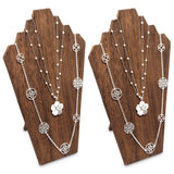 Ikee Design 2 Pcs Lightweight Wooden Necklace Display Bust Easel Jewelry Display for Shows, Necklace Stand, Brown Color, 8.3 W x 4.3 D x 13 H in Ikee Design
