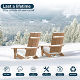 MXIMU Modern Adirondack Chair Weather Resistant with Cup Holder Oversized Fire Pit Chairs Adorondic Plastic Outdoor Chairs for Firepit Area Seating (Teak) MXIMU