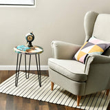 WELLAND Side Table Reclaimed Wood, Round Hairpin Leg End Table, Night Stand, Recycled Boat Wood, 20" Tall WELLAND