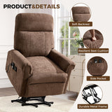 HAOMARKETS Power Lift Recliner Chair with Massage and Heat for Elderly, Electric Recliners with Remote Control,Soft Fabric Upholstered Reclining SingeSofa with Side Pocket for Living Room, Brown HAOMARKETS