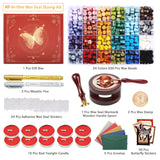 Comealltime 630Pcs Colorful Seasons Theme Wax Seal Kit with 24 Colors Wax Seal Beads, 10 Tea Light Candles and Gift Box (Butterfly) Comealltime