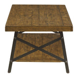 Emerald Home Furnishings Chandler Rustic Industrial Solid Wood and Steel Coffee Table with Open Shelf, Pine Brown,48" Emerald Furniture