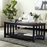 ChooChoo Mission Coffee Table, Black Wood Living Room Table with Shelf, 40 Black ChooChoo